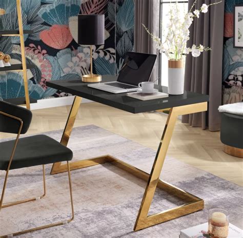 black and gold computer desk|modern black and gold desk.